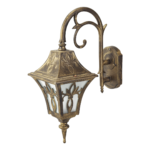 Victorian Antique Gold or Black Aluminum Outdoor Regal Arm Wall Light Lantern