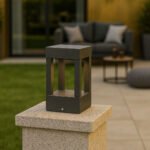 Modern IP65 Hyper Square Gate Light - Grey Aluminium 6W LED Outdoor Waterproof Gate Pillar Post