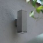 Modern Beacon Up-Down Wall Light Box Grey Aluminium With Glass Outdoor Lighting