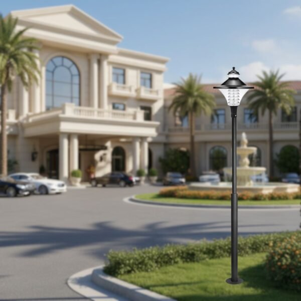 Venus 203 Pole Light (Big-On top), Outdoor Waterproof LED, Aluminium, Black