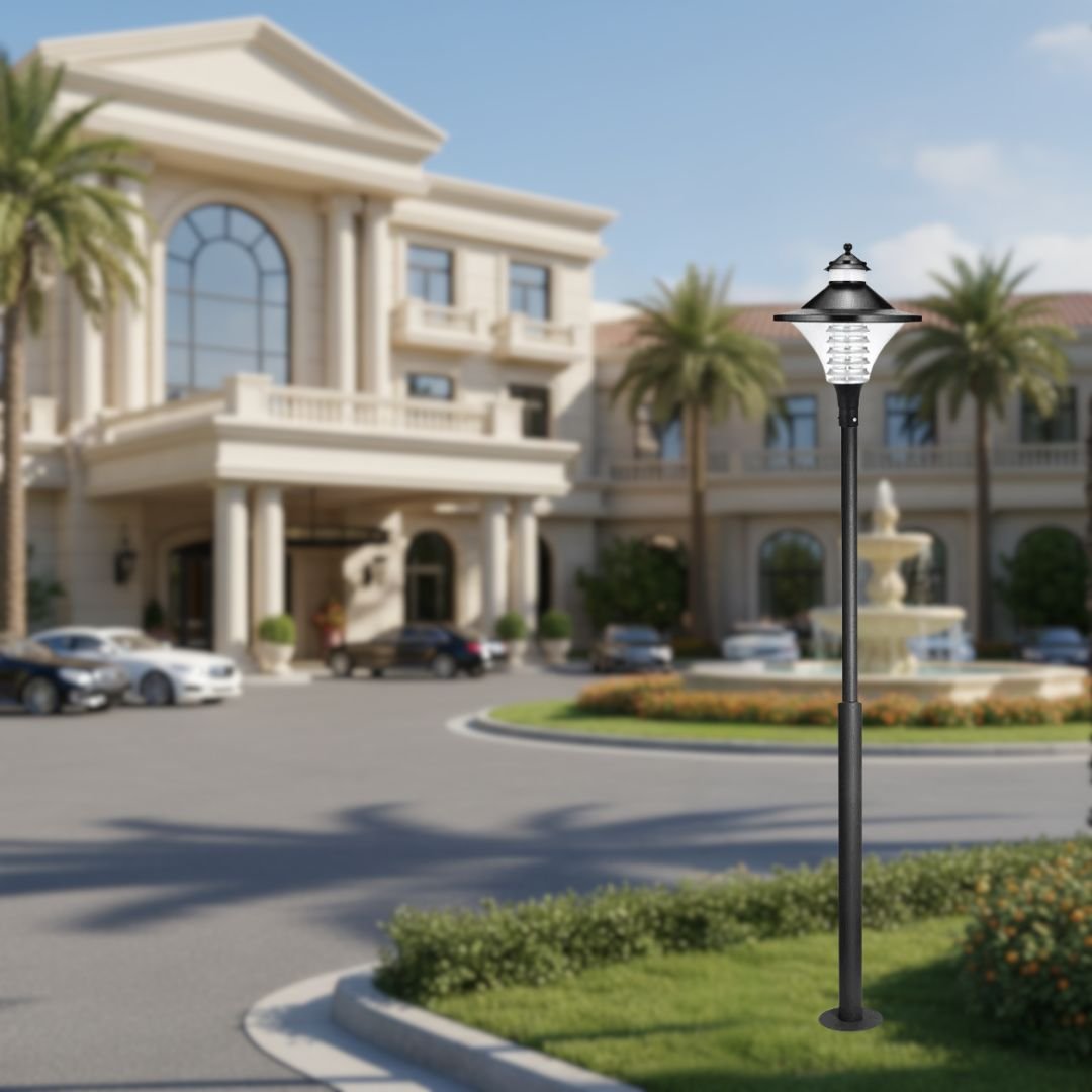 3 Venus 203 Pole Light (Big-On top), Outdoor Waterproof LED, Aluminium, Black - Image 1