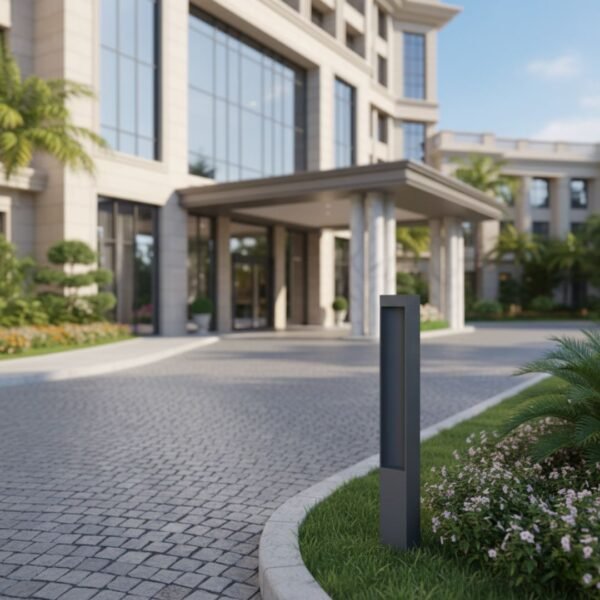 Modern Design Grey Cirque Bollard Contemporary Pathway Light