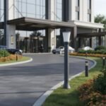 Modern Design Grey Outdoor Luna Stout Bollard Contemporary Pathway Light