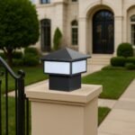 Modern Grey Steel Nimbus Gate Light - Outdoor Waterproof Gate Pillar Post