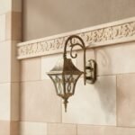 Victorian Antique Gold or Black Aluminum Outdoor Regal Arm Wall Light Lantern