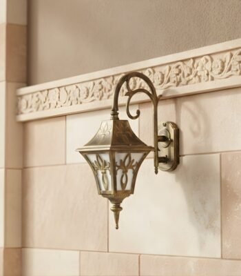 antique gold regal arm wall light day view