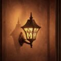 Victorian Antique Gold/Crinkle Black Aluminum Outdoor Regal Wall Light Sconce - Image 2