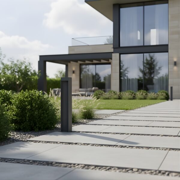 Modern Design Grey Cirque Bollard Contemporary Pathway Light