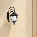 Victorian Crinkle Black Aluminium Outdoor Eclipse Arm Wall Light Small Lantern