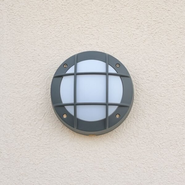 Halo Round Outdoor Bulkhead Wall Light (Grid)
