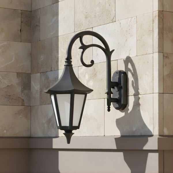 Victorian Design Black Aluminum Outdoor Harbor Arm Wall Light Lantern