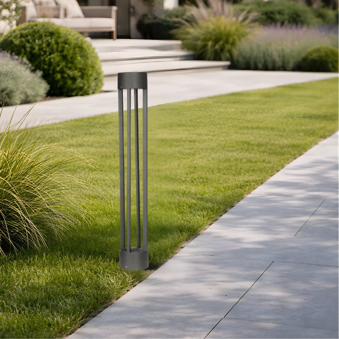 hyper-round-bollard-light-day-view Modern Design Grey Hyper-Round Bollard Pathway Light - Image 1