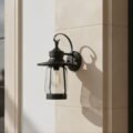 Victorian-Style Black Aluminum Outdoor Lantern Wall Light