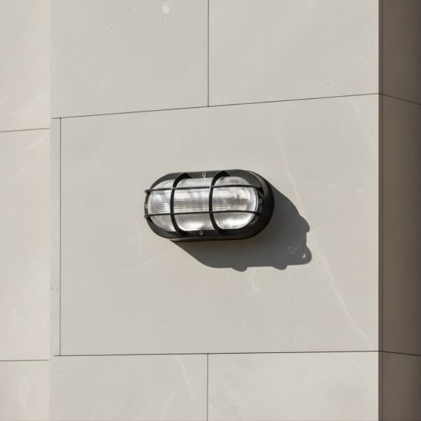 Modern Ova Waterproof Outdoor Bulkhead Led Wall Light (Grid)