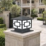 Modern Antique Gold, Black Pyramid Gate Light Stainless Steel Outdoor Gate Fixture