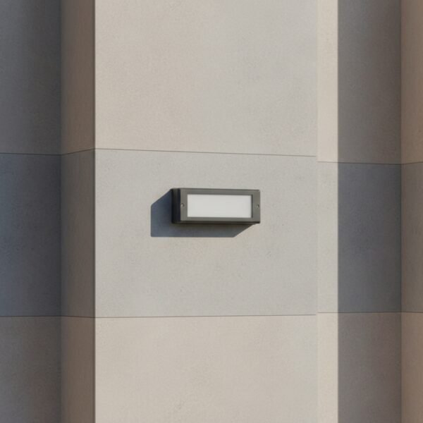 Modern Grey Aluminium Recta Bulkhead Light Wall 12W LED
