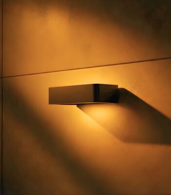 sleek box wall light night view
