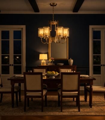 aria curve 6 lamp chandelier night view